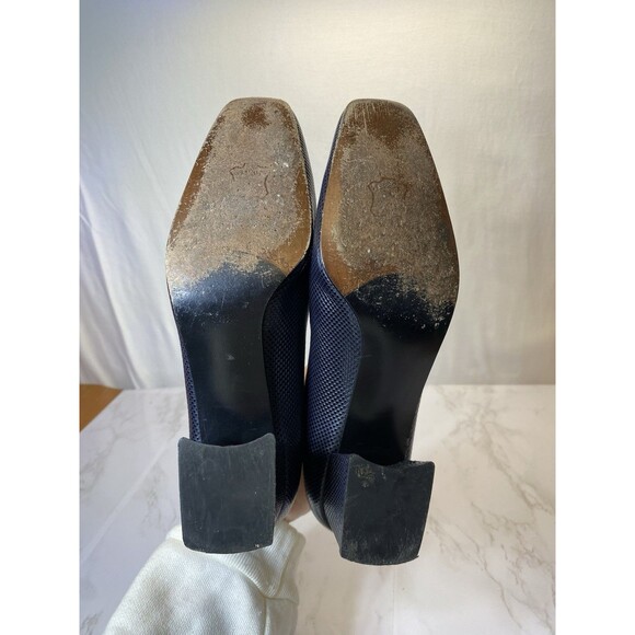 STUART WEITZMAN Pumps Heels Grainy Leather Navy Blue Low Heel 6B - Picture 5 of 10